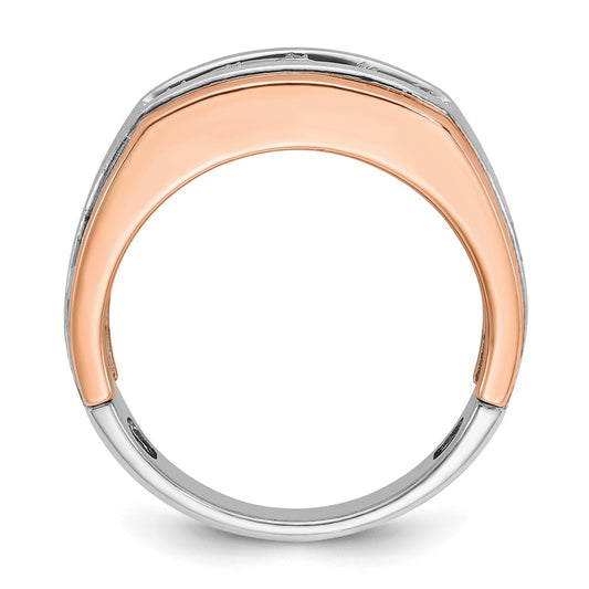 IBGoodman and Men's Polished Satin and Grooved 5-Stone 1/2 Carat AA Quality Diamond Ring - WBC