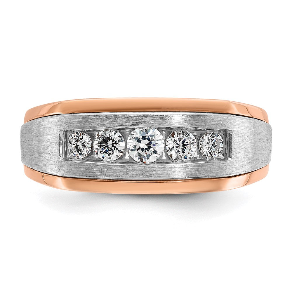 IBGoodman and Men's Polished Satin and Grooved 5-Stone 1/2 Carat AA Quality Diamond Ring - WBC