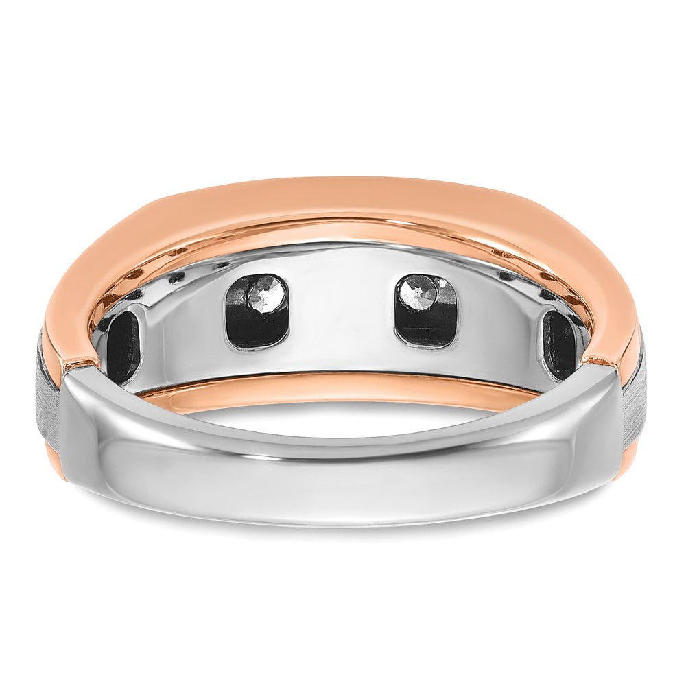 IBGoodman and Men's Polished Satin and Grooved 5-Stone 1/2 Carat AA Quality Diamond Ring - WBC