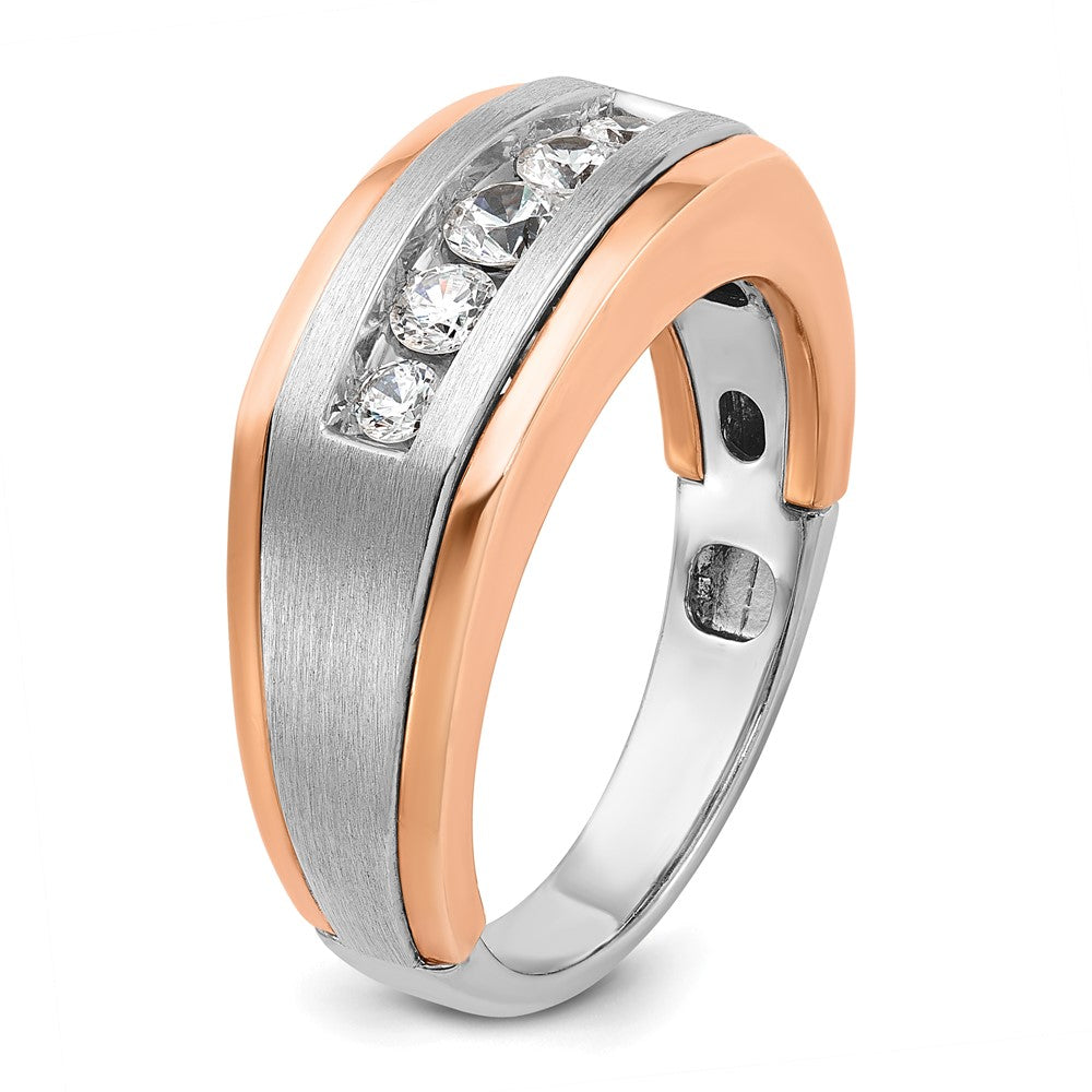 IBGoodman and Men's Polished Satin and Grooved 5-Stone 1/2 Carat AA Quality Diamond Ring - WBC