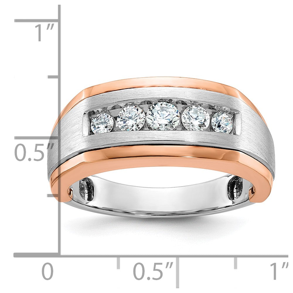 IBGoodman and Men's Polished Satin and Grooved 5-Stone 1/2 Carat AA Quality Diamond Ring - WBC