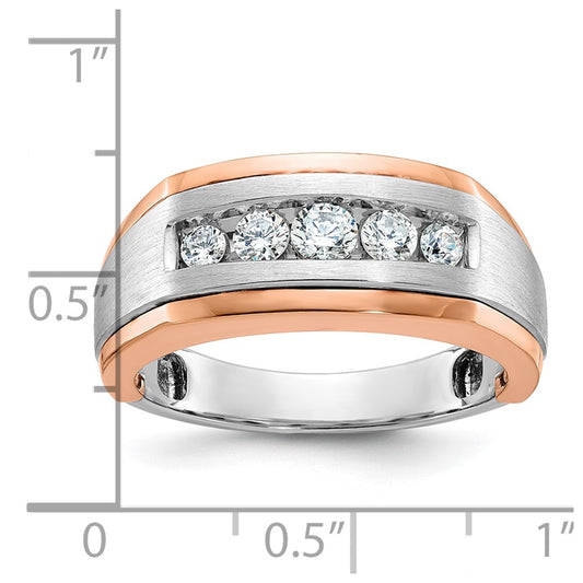 IBGoodman and Men's Polished Satin and Grooved 5-Stone 1/2 Carat AA Quality Diamond Ring - WBC