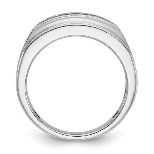 IBGoodman with Black Rhodium Men's Polished Satin and Grooved 5-Stone 1/2 Carat AA Quality Diamond Ring - WBC