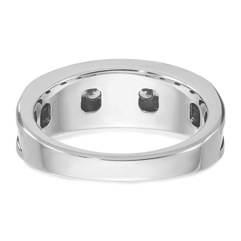 IBGoodman with Black Rhodium Men's Polished Satin and Grooved 5-Stone 1/2 Carat AA Quality Diamond Ring - WBC