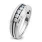 IBGoodman with Black Rhodium Men's Polished Satin and Grooved 5-Stone 1/2 Carat AA Quality Diamond Ring - WBC