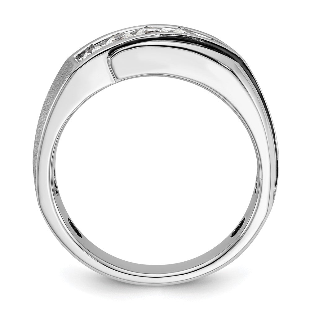 IB Goodman with Black Rhodium Mens Polished Satin and Grooved 5-Stone 1/2 Carat AA Diamond Ring - WBC