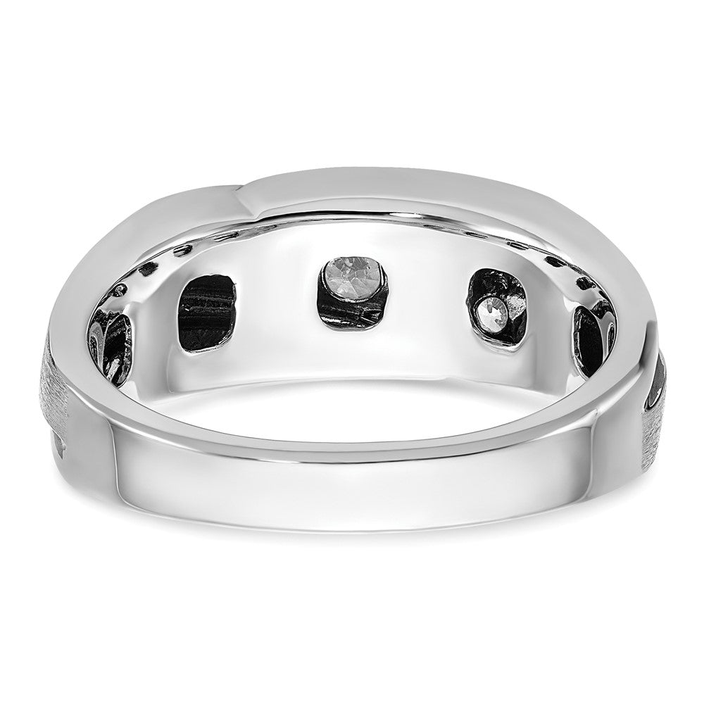 IB Goodman with Black Rhodium Mens Polished Satin and Grooved 5-Stone 1/2 Carat AA Diamond Ring - WBC