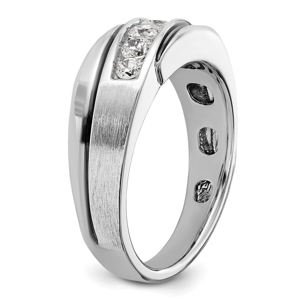 IB Goodman with Black Rhodium Mens Polished Satin and Grooved 5-Stone 1/2 Carat AA Diamond Ring - WBC