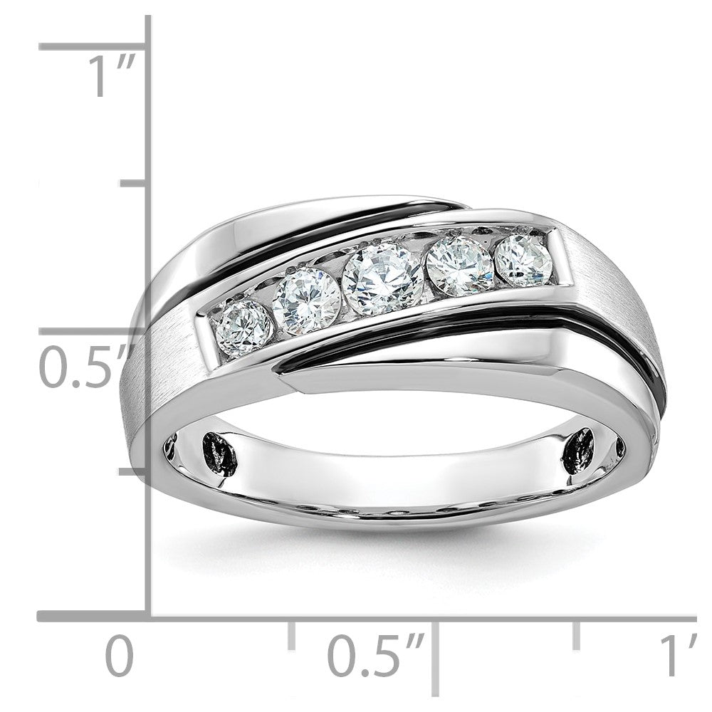 IB Goodman with Black Rhodium Mens Polished Satin and Grooved 5-Stone 1/2 Carat AA Diamond Ring - WBC