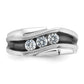 IBGoodman with Black Rhodium Men's Polished Satin and Grooved 3-Stone 1/2 Carat AA Quality Diamond Ring - WBC