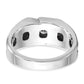 IBGoodman with Black Rhodium Men's Polished Satin and Grooved 3-Stone 1/2 Carat AA Quality Diamond Ring - WBC