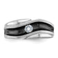 IBGoodman with Black Rhodium Men's Polished Satin and Grooved Solitaire 1/5 Carat AA Quality Diamond Ring - WBC