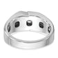 IBGoodman with Black Rhodium Men's Polished Satin and Grooved Solitaire 1/5 Carat AA Quality Diamond Ring - WBC