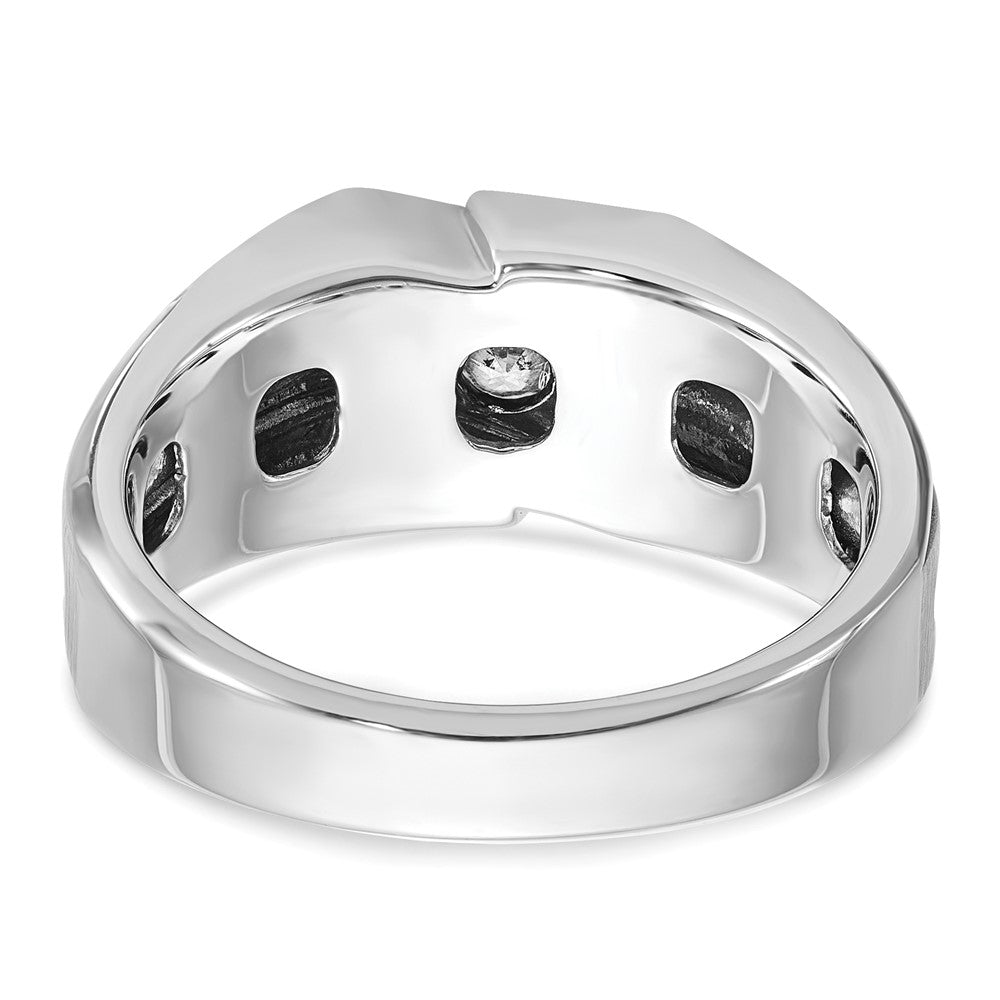 IBGoodman with Black Rhodium Men's Polished Satin and Grooved Solitaire 1/5 Carat AA Quality Diamond Ring - WBC