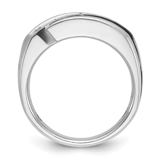 IB Goodman with Black Rhodium Mens Polished Satin and Grooved 5-Stone 1 Carat AA Diamond Ring - WBC