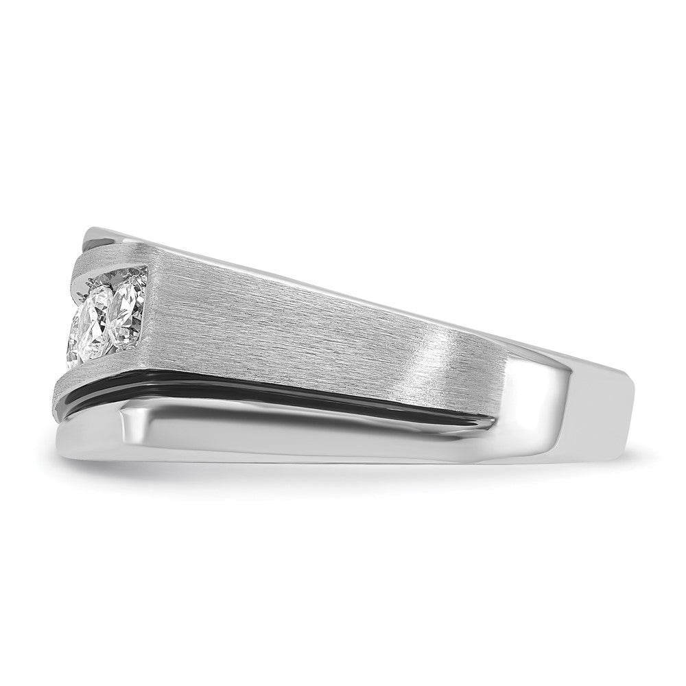 IB Goodman with Black Rhodium Mens Polished Satin and Grooved 5-Stone 1 Carat AA Diamond Ring - WBC