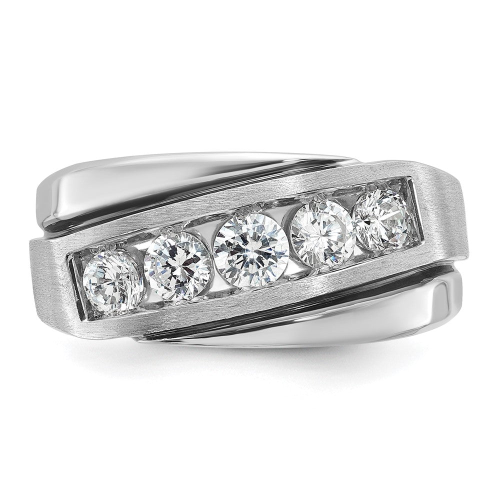 IB Goodman with Black Rhodium Mens Polished Satin and Grooved 5-Stone 1 Carat AA Diamond Ring - WBC