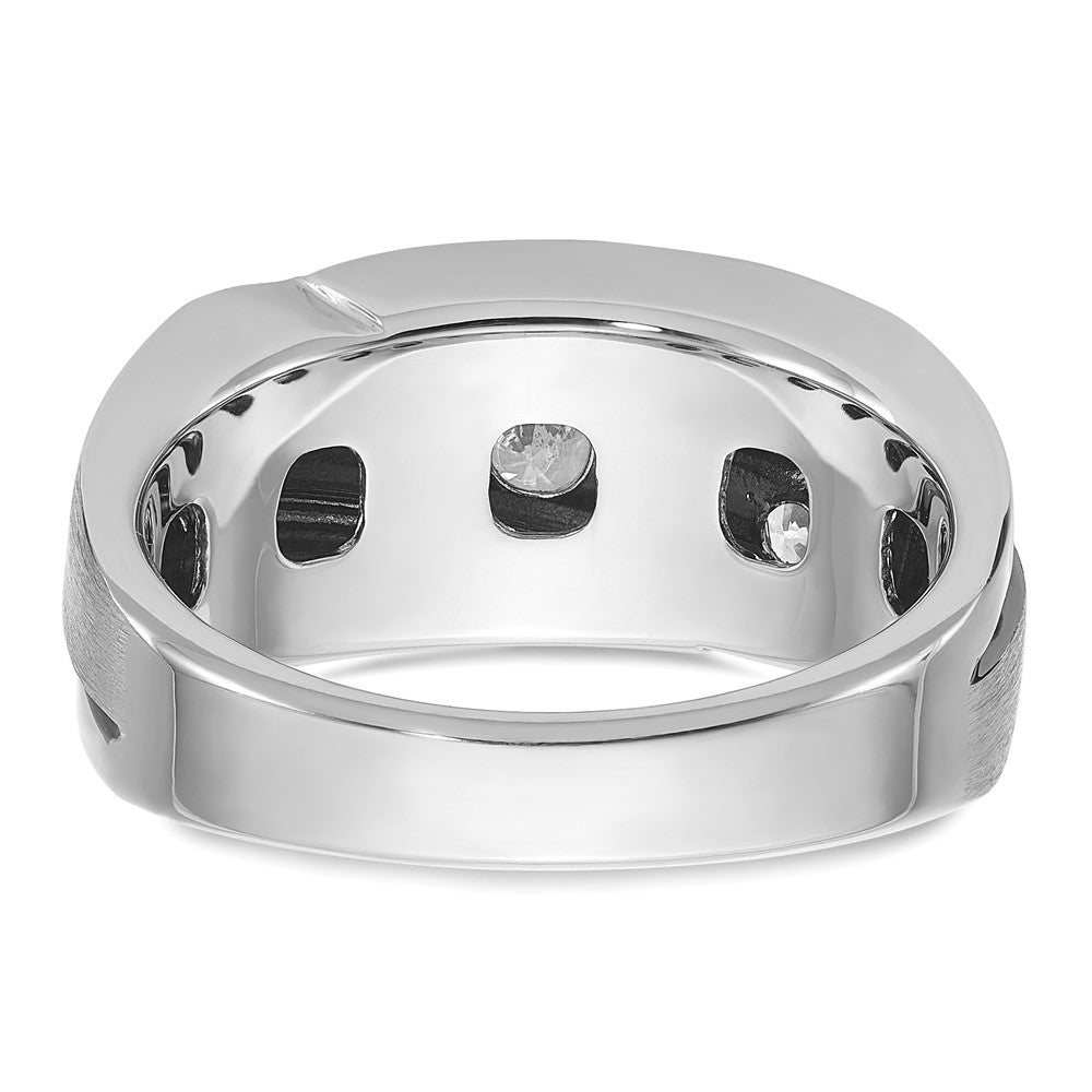 IB Goodman with Black Rhodium Mens Polished Satin and Grooved 5-Stone 1 Carat AA Diamond Ring - WBC
