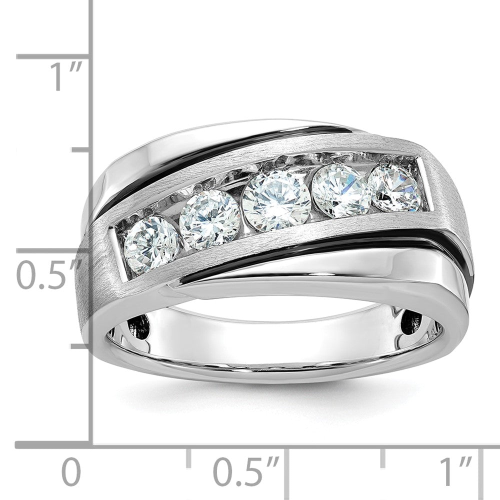 IB Goodman with Black Rhodium Mens Polished Satin and Grooved 5-Stone 1 Carat AA Diamond Ring - WBC