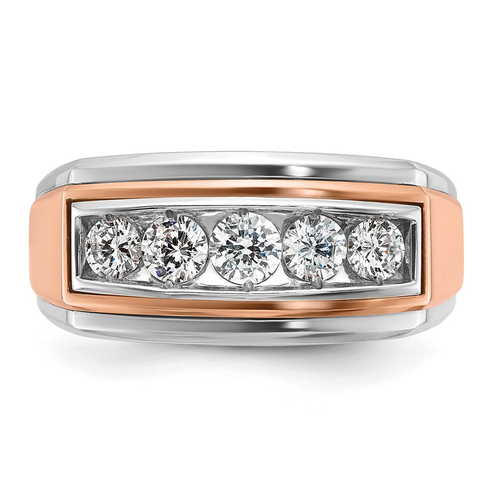 IBGoodman and Men's Polished and Grooved 5-Stone 1 Carat AA Quality Diamond Ring - WBC