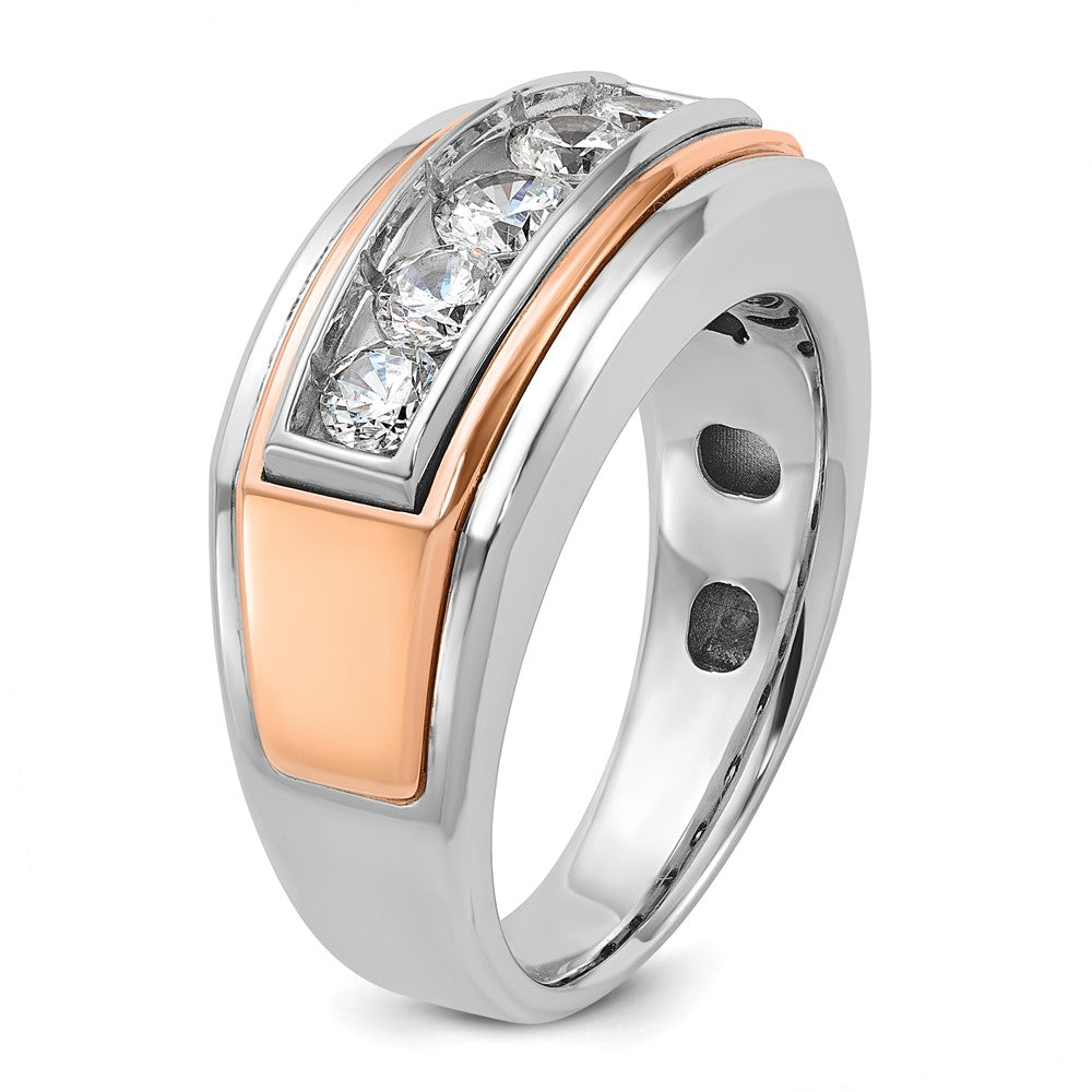 IBGoodman and Men's Polished and Grooved 5-Stone 1 Carat AA Quality Diamond Ring - WBC