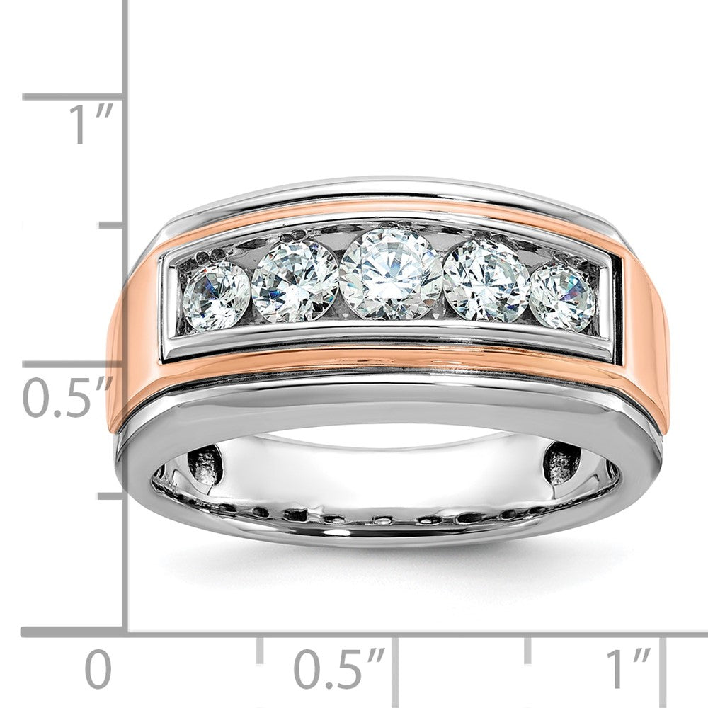 IBGoodman and Men's Polished and Grooved 5-Stone 1 Carat AA Quality Diamond Ring - WBC