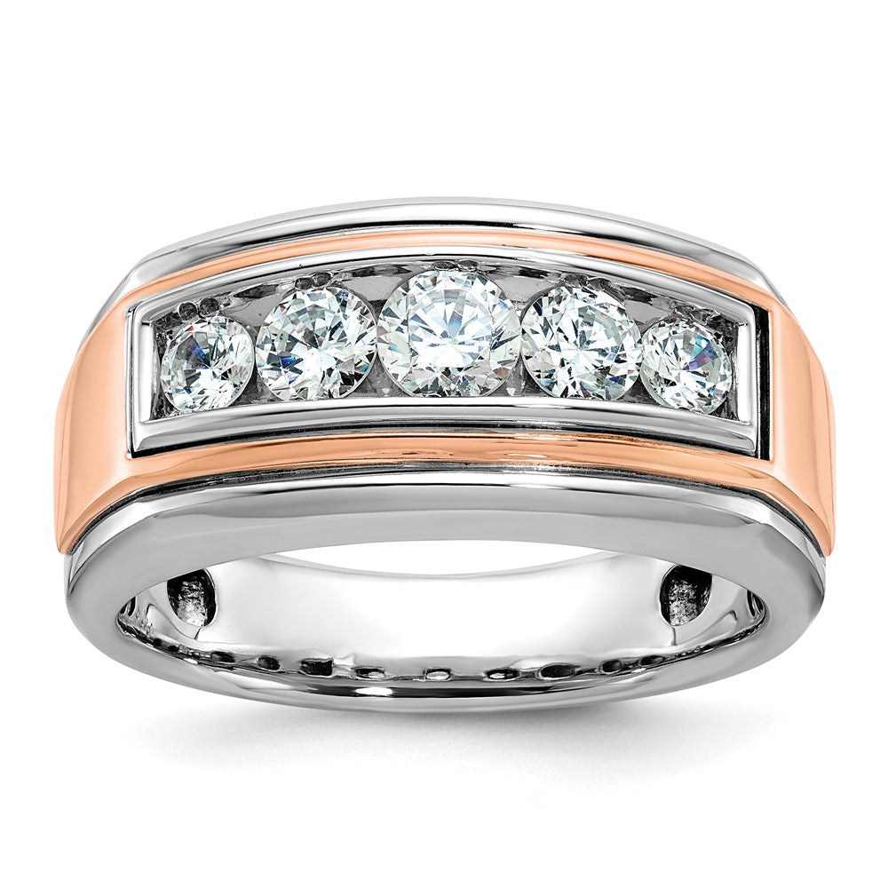 IBGoodman and Men's Polished and Grooved 5-Stone 1 Carat AA Quality Diamond Ring - WBC