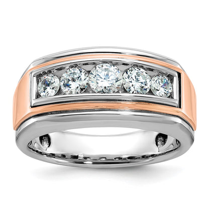 IBGoodman and Men's Polished and Grooved 5-Stone 1 Carat AA Quality Diamond Ring - WBC