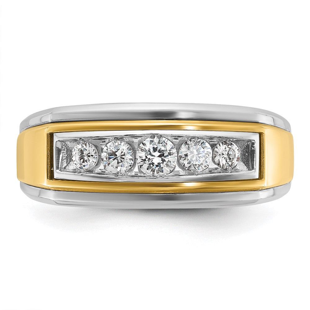 IBGoodman Two-tone Men's Polished 5-Stone 1/2 Carat AA Quality Diamond Ring - WBC