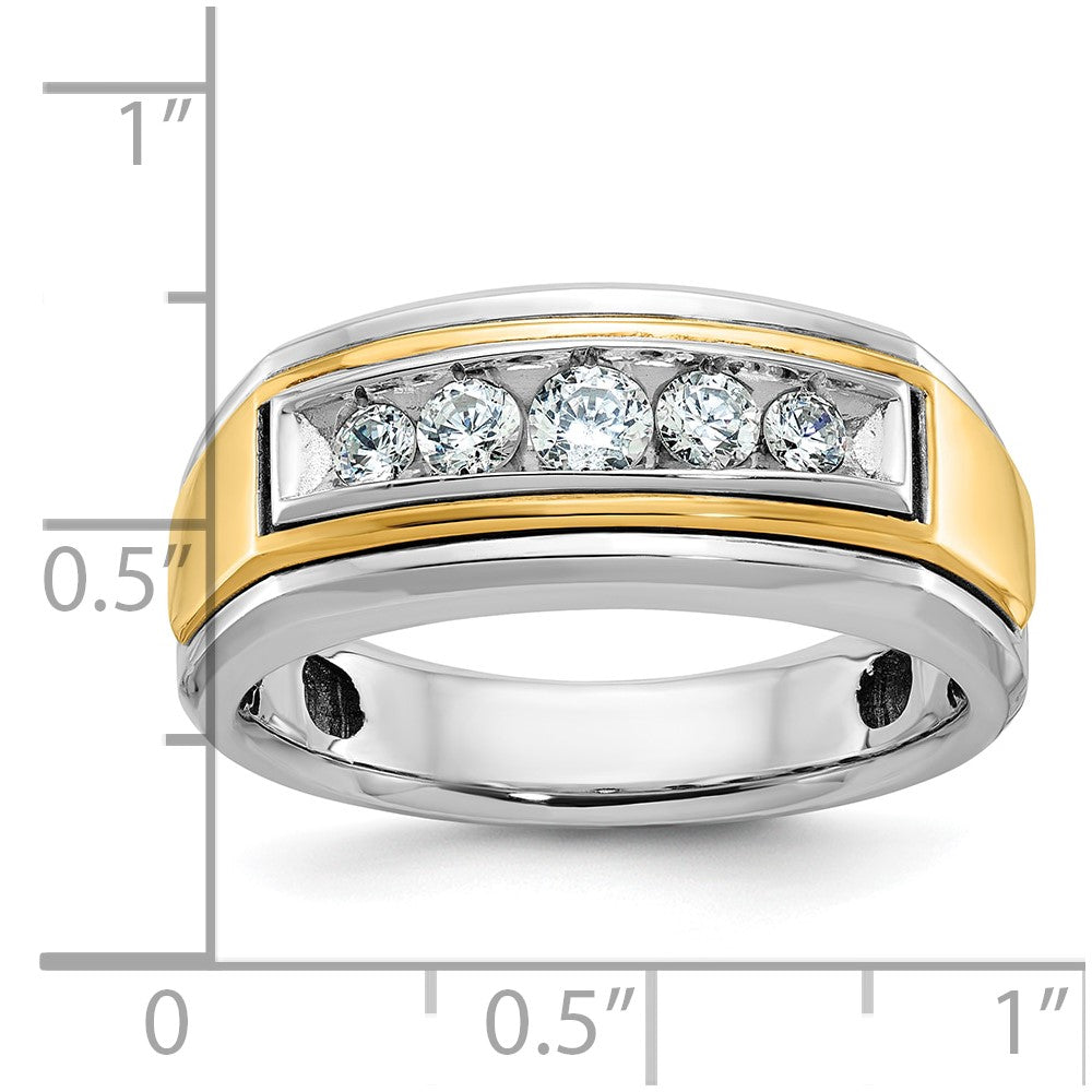 IBGoodman Two-tone Men's Polished 5-Stone 1/2 Carat AA Quality Diamond Ring - WBC