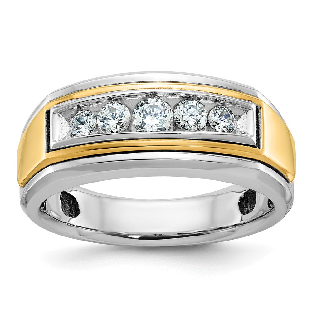 IBGoodman Two-tone Men's Polished 5-Stone 1/2 Carat AA Quality Diamond Ring - WBC