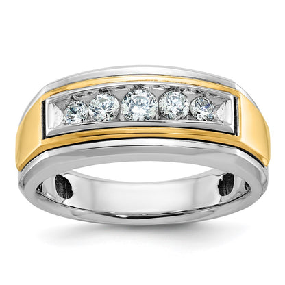IBGoodman Two-tone Men's Polished 5-Stone 1/2 Carat AA Quality Diamond Ring - WBC