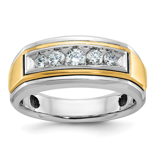 IBGoodman Two-tone Men's Polished 5-Stone 1/2 Carat AA Quality Diamond Ring - WBC