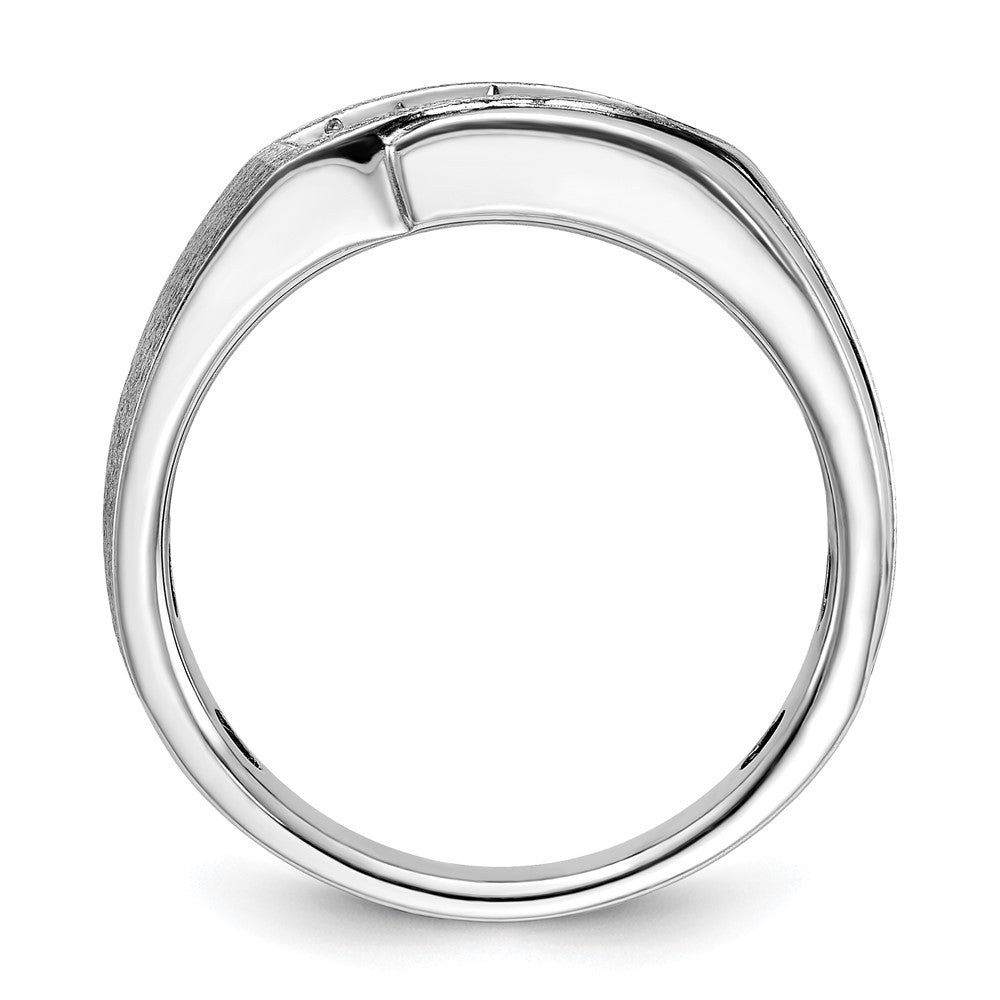 IB Goodman with Black Rhodium Mens Polished Satin and Grooved 5-Stone 1/4 Carat AA Diamond Ring - WBC