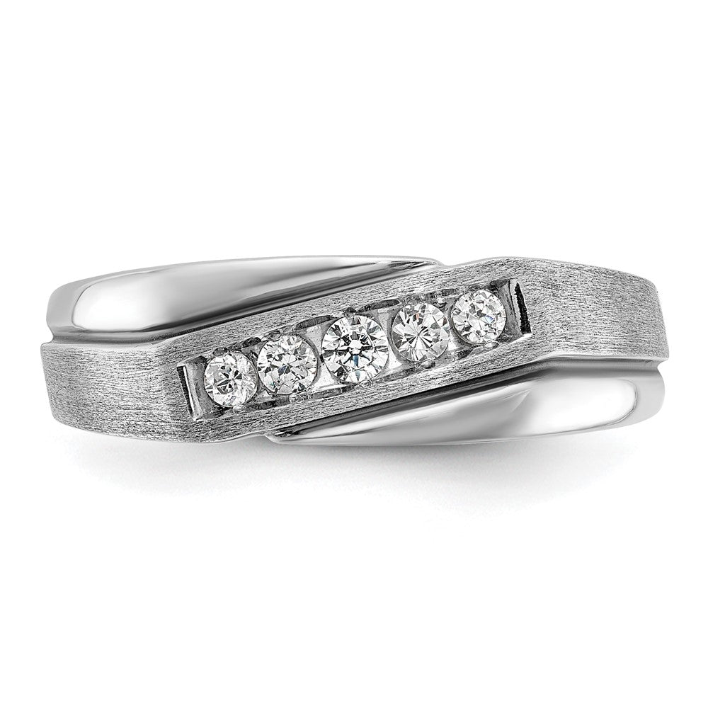 IB Goodman with Black Rhodium Mens Polished Satin and Grooved 5-Stone 1/4 Carat AA Diamond Ring - WBC