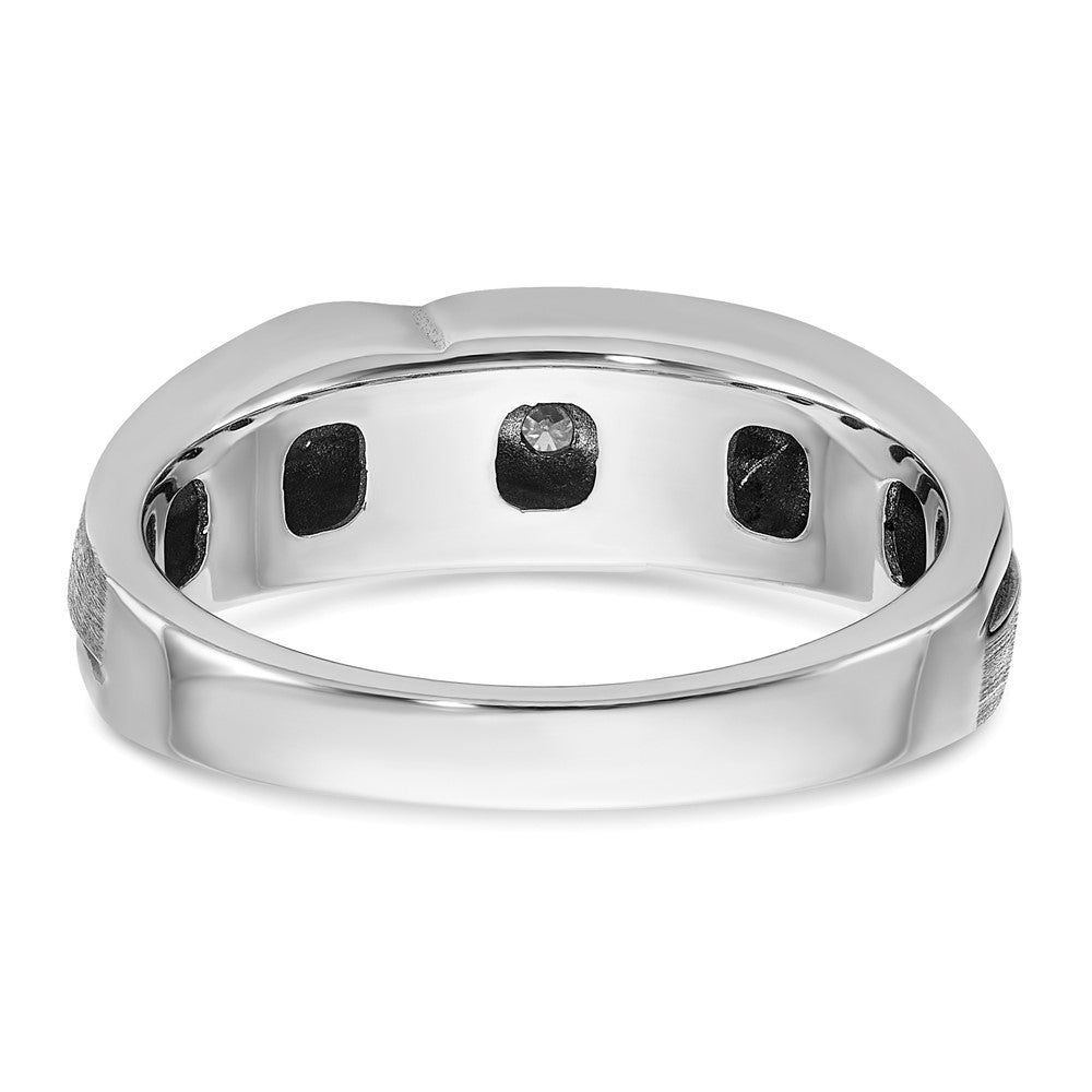 IB Goodman with Black Rhodium Mens Polished Satin and Grooved 5-Stone 1/4 Carat AA Diamond Ring - WBC