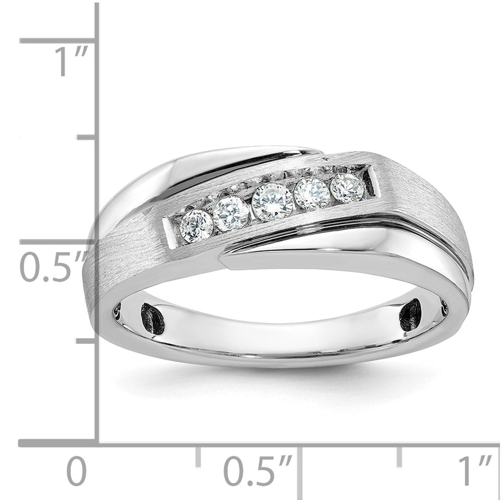 IB Goodman with Black Rhodium Mens Polished Satin and Grooved 5-Stone 1/4 Carat AA Diamond Ring - WBC