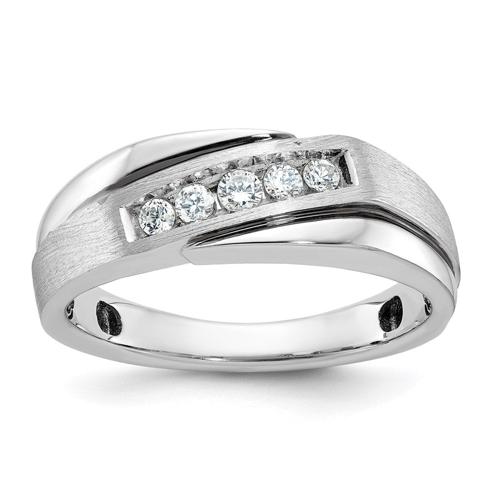 IB Goodman with Black Rhodium Mens Polished Satin and Grooved 5-Stone 1/4 Carat AA Diamond Ring - WBC