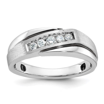IB Goodman with Black Rhodium Mens Polished Satin and Grooved 5-Stone 1/4 Carat AA Diamond Ring - WBC