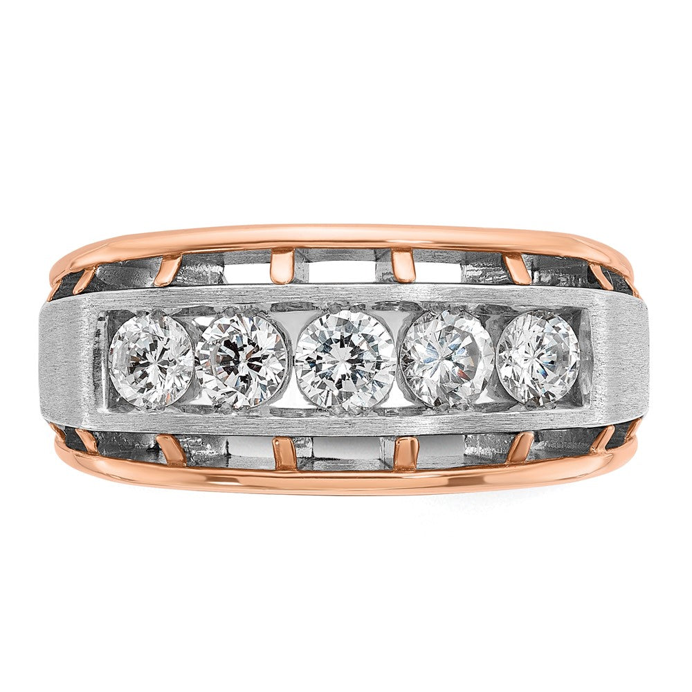 IBGoodman and Men's Polished Satin and Cut-Out 5-Stone 1 Carat AA Quality Diamond Ring - WBC