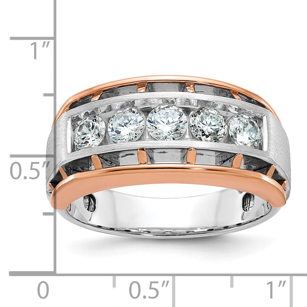 IBGoodman and Men's Polished Satin and Cut-Out 5-Stone 1 Carat AA Quality Diamond Ring - WBC