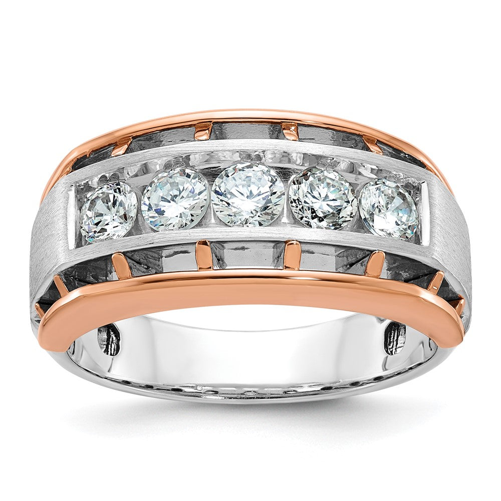 IBGoodman and Men's Polished Satin and Cut-Out 5-Stone 1 Carat AA Quality Diamond Ring - WBC