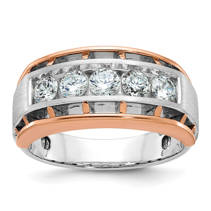 IBGoodman and Men's Polished Satin and Cut-Out 5-Stone 1 Carat AA Quality Diamond Ring - WBC