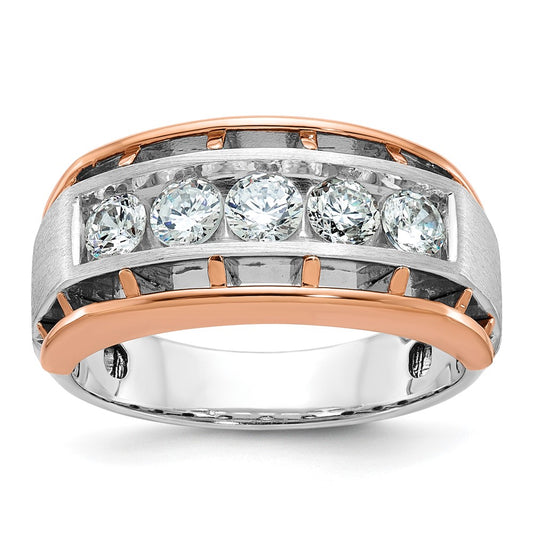 IBGoodman and Men's Polished Satin and Cut-Out 5-Stone 1 Carat AA Quality Diamond Ring - WBC