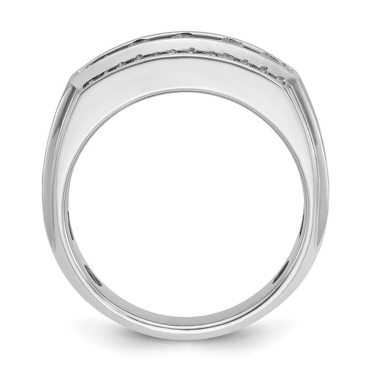 IBGoodman Men's Polished and Satin 3-Row 1 1/4 Carat AA Quality Diamond Ring - WBC