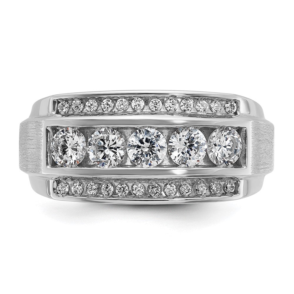 IBGoodman Men's Polished and Satin 3-Row 1 1/4 Carat AA Quality Diamond Ring - WBC