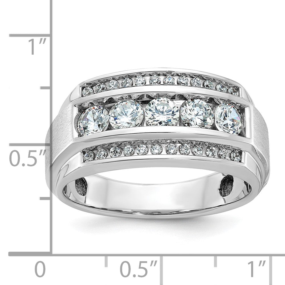 IBGoodman Men's Polished and Satin 3-Row 1 1/4 Carat AA Quality Diamond Ring - WBC