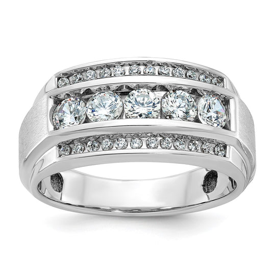IBGoodman Men's Polished and Satin 3-Row 1 1/4 Carat AA Quality Diamond Ring - WBC