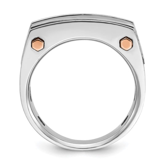 IBGoodman and with Black Rhodium Men's Polished Satin and Grooved 5-Stone 1 Carat AA Quality Diamond Ring - WBC