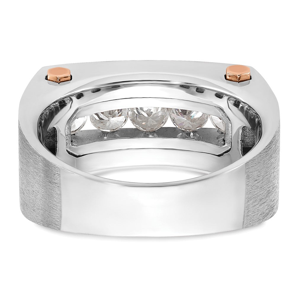 IBGoodman and with Black Rhodium Men's Polished Satin and Grooved 5-Stone 1 Carat AA Quality Diamond Ring - WBC